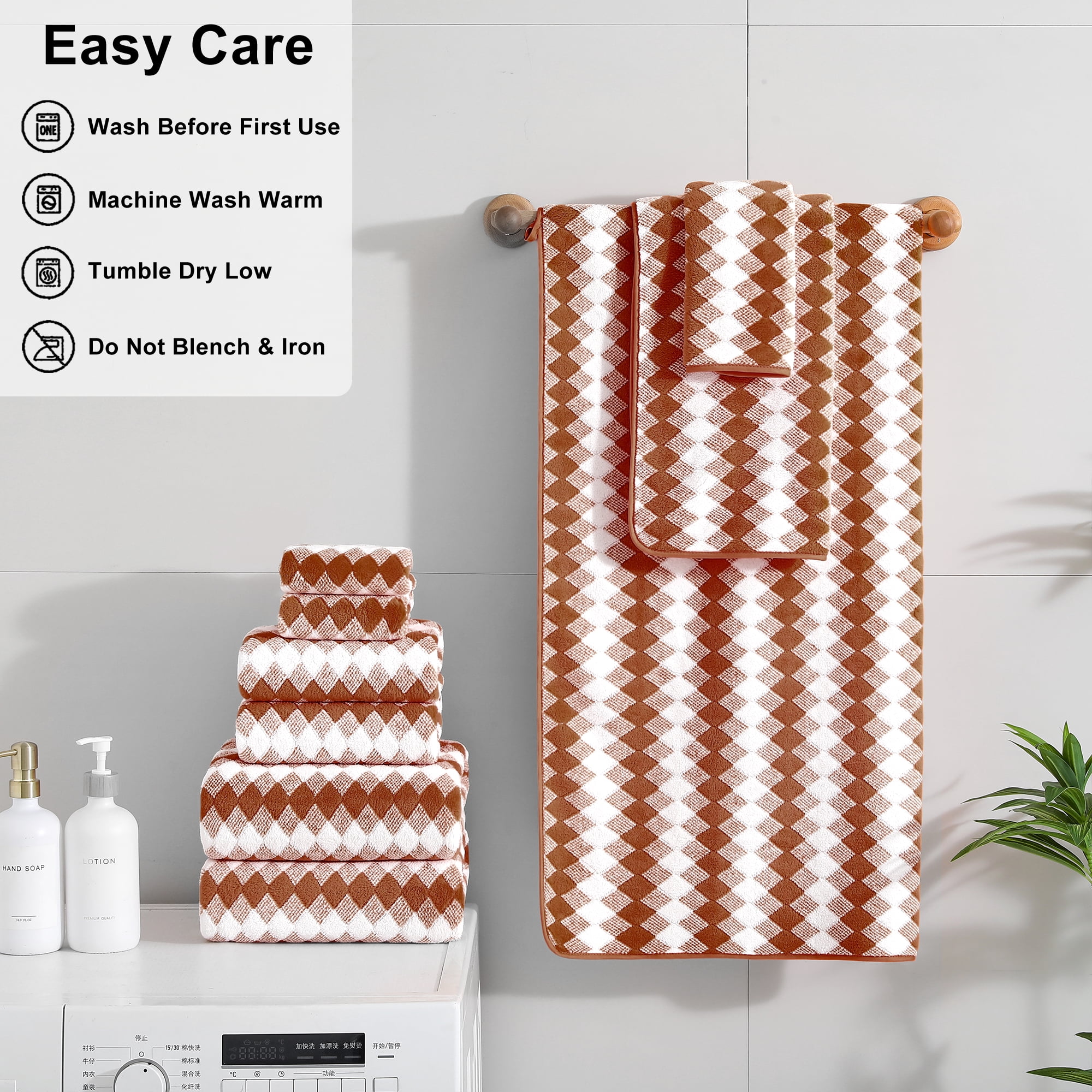 Jessy Home 12 Piece Brown Towel Set Soft Bath Towel for Bathroom-4 Bath Towels, 4 Hand Towels, 4 Washcloths Highly Absorbent Bath Sheet for Hotel & Spa