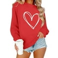 thumbnail image 4 of BLTIBY Valentine Shirts for Women Love Heart Printed Sweater Long Sleeve Round Neck Pullover Blouse Fashion Casual Valentines the Day Top Red 2 M, 4 of 8
