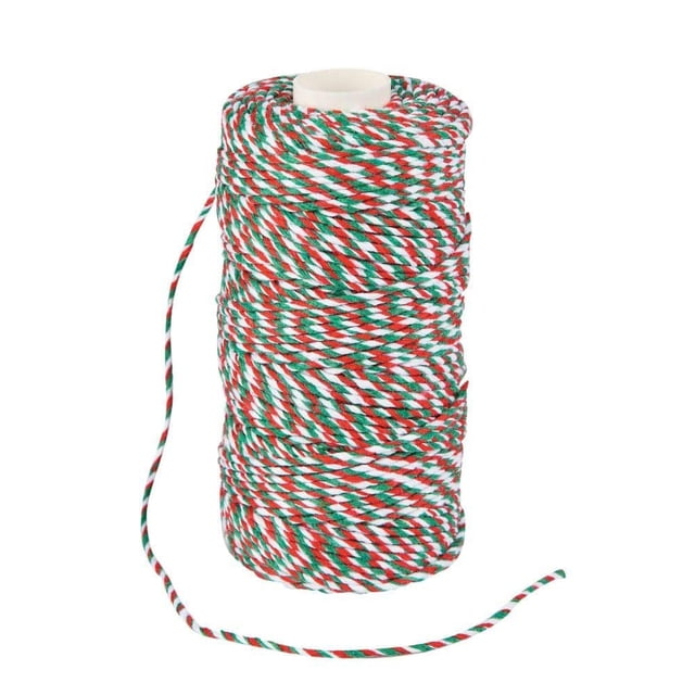 Cordel rojo, verde y blanco de 328 pies, cordel navideño para panadero, cordón de algodón Fun Express, cordón de regalo para manualidades