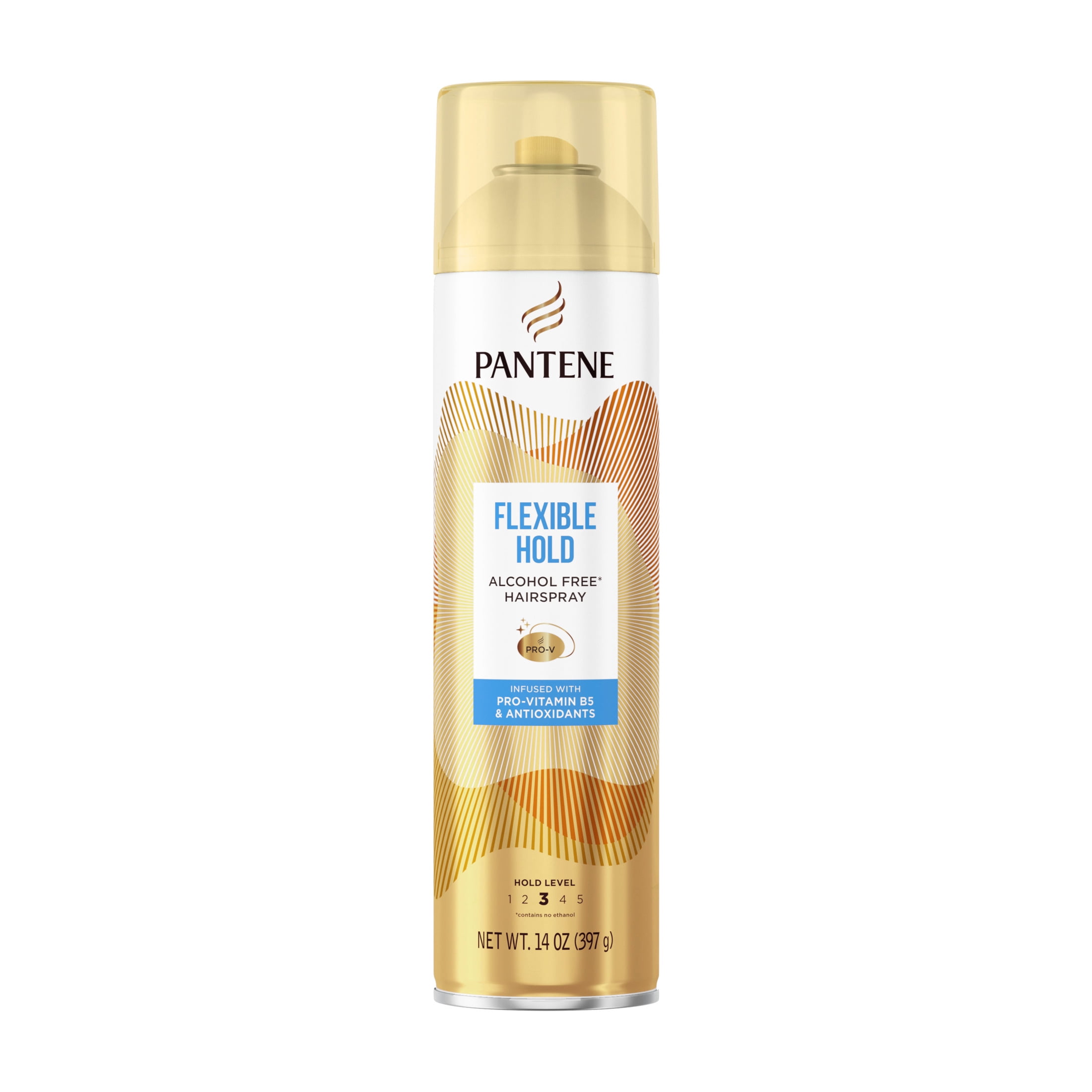 Pantene Flexible Hold Alcohol-Free Hairspray, Level 3, with Pro-Vitamin B5 and Antioxidants, 14 oz