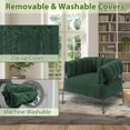 thumbnail image 3 of Modern Arm Chair Soft Corduroy Upholstered Comfy Reading Accent Chair with Sturdy Metal Frame,Removable and Washable Cover, Green, 3 of 7