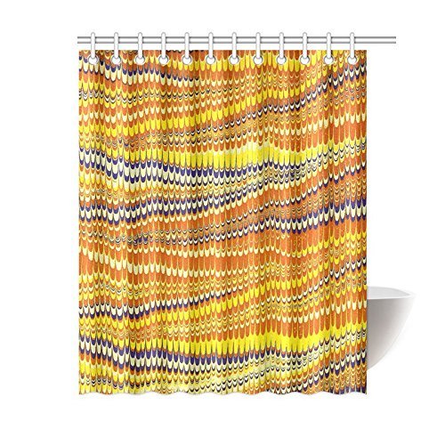 BPBOP Electrified Ripples Yellow Orange Bathroom Waterproof Fabric