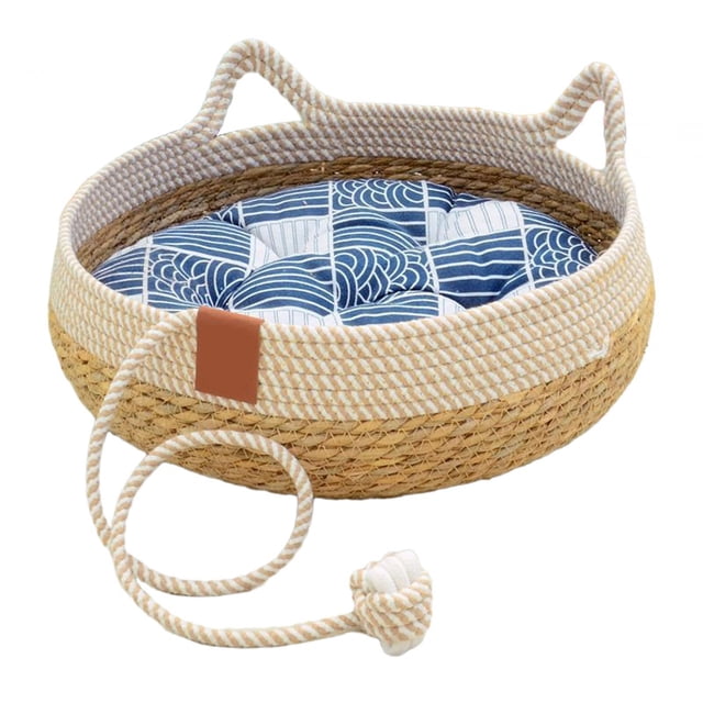 Cat Bed Comfortable Durable Anti Slip Bottom Wear Resistant Cat Scratch Pad Nest L Blue