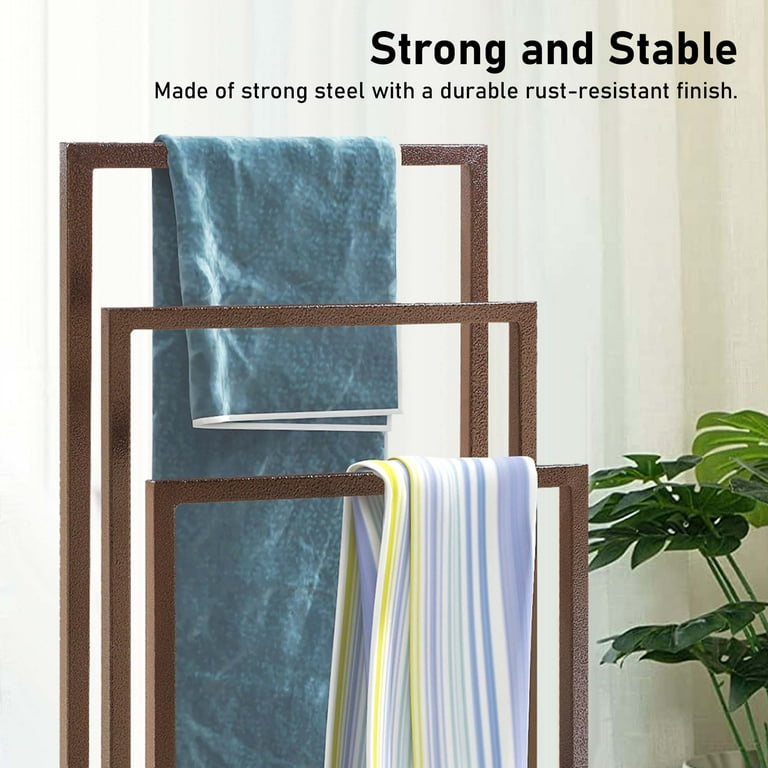 Aukfa Metal 3 Tiers Freestanding Towel Rack for Bathroom Outdoor Brown Walmart
