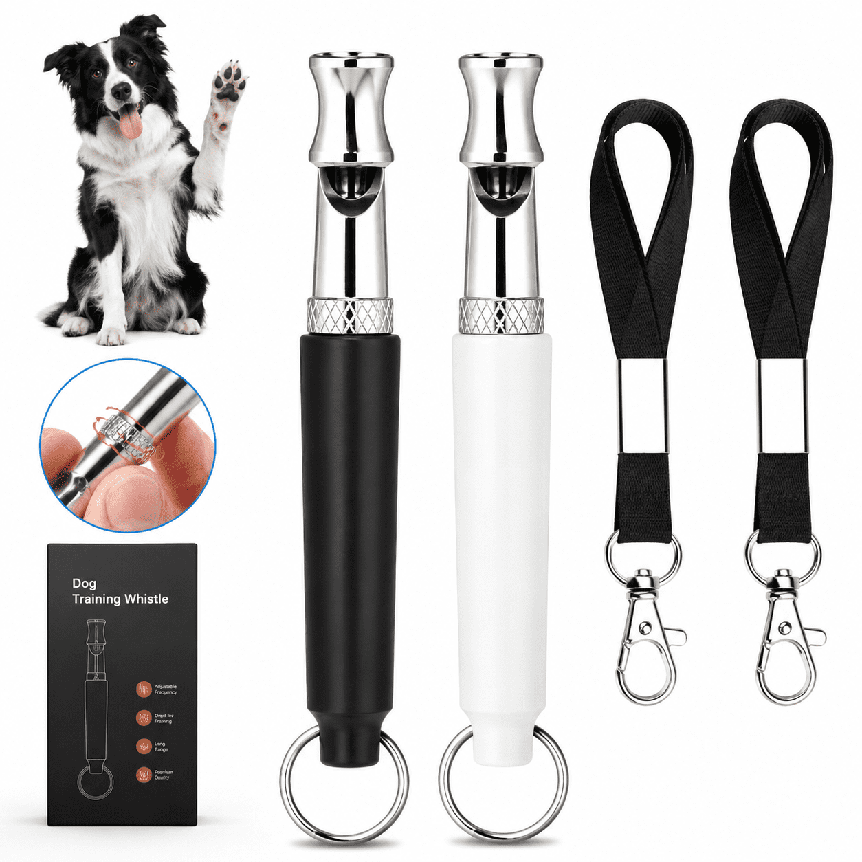 2 Pack Dog Whistle to Stop Barking Neighbors Dog, 2026 New Adjustable Ultrasonic Silent Dog Training Whistle for Recall & Bark Control, Professional Obedience Whistle for All Dogs with Lanyard