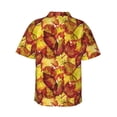 thumbnail image 3 of Daiia Autumn Mosaic Maple Leaves Hawaiian Shirt for Men Gentle Cotton Regular Short Sleeve Casual-XX-Large, 3 of 9