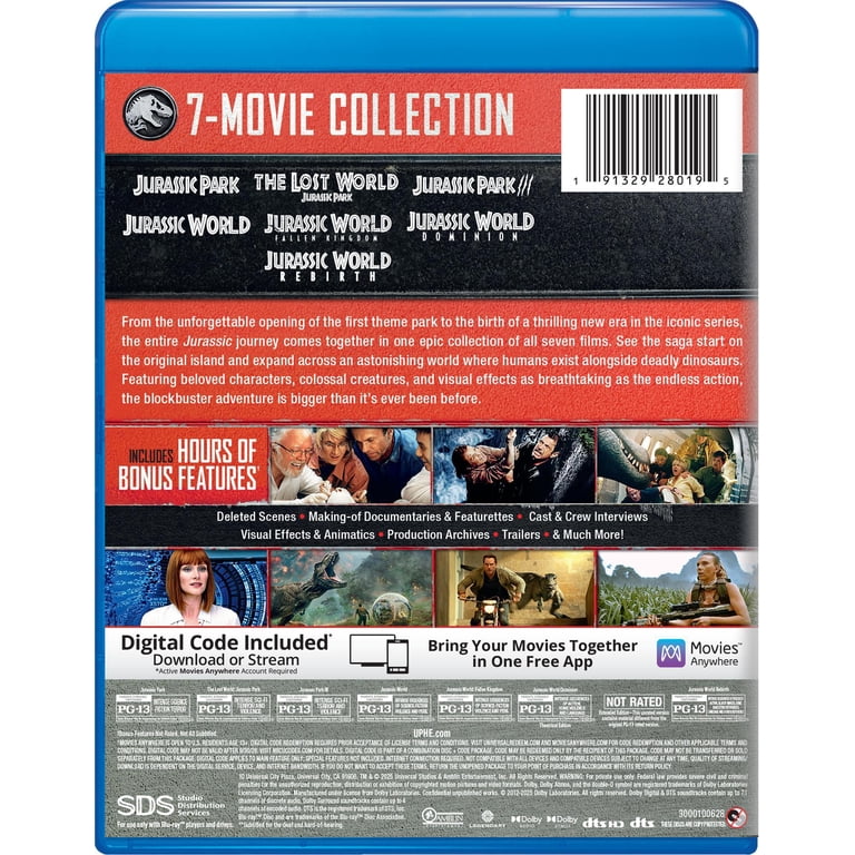 SDS, Jurassic World 7-Movie Collection, Blu-ray, Digital Copy