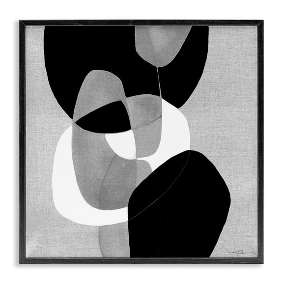Stupell Industries Abstract Sharp Cutouts Abstract Painting Black Framed Art Print Wall Art, 12 x 12