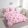 thumbnail image 3 of jejeloiu Pink Music Guitar 7pcs Bedding Comforter Set,Western Cowgirl Disco Ball Queen Bedding Sets For Women Reversible, 3 of 8