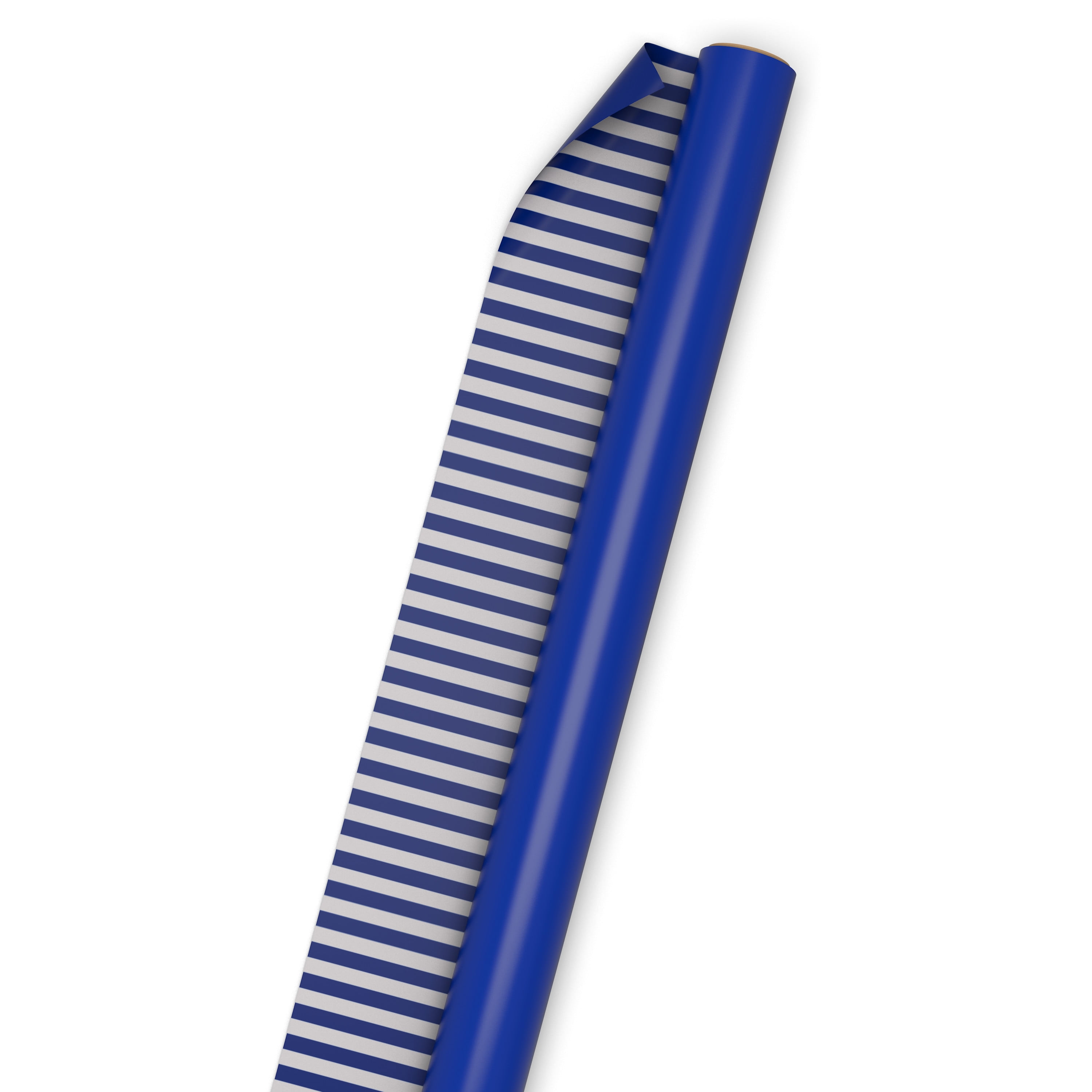 Hallmark Reversible Wrapping Paper Roll (Royal Blue Solid and Striped) 20 sq. ft.