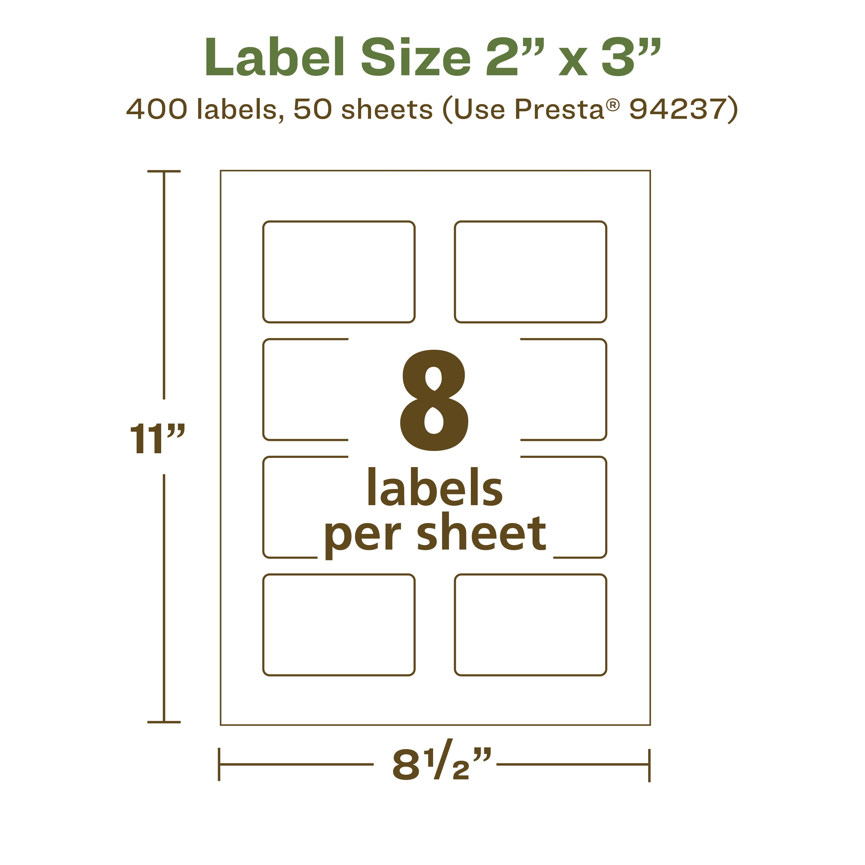 Avery EcoFriendly Rectangle Labels, 2" x 3", 400ct