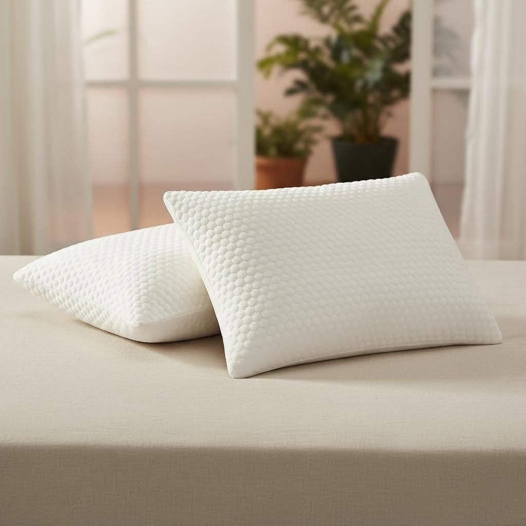 YV Queen Size Latex Pillow (2 Pack) – Shredded Natural Latex Cooling Bed Pillows for Side & Back Sleepers, Medium Firm Support, Breathable Hypoallergenic Queen Pillows 25.6 x 17.7