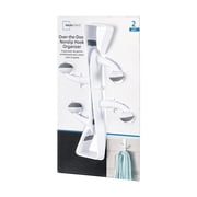 Mainstays White Over the Door Rubber Grip Hooks for Closet and Bathroom Storage, 2 Pack