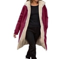 thumbnail image 3 of Comdrip Fleece Jacket Women, Womens Winter Trendy Full Zipper Fleece Jackets Casual Hoodie Sweatshirt Jacket Coat Winter Jackets for Women Wine S, 3 of 5