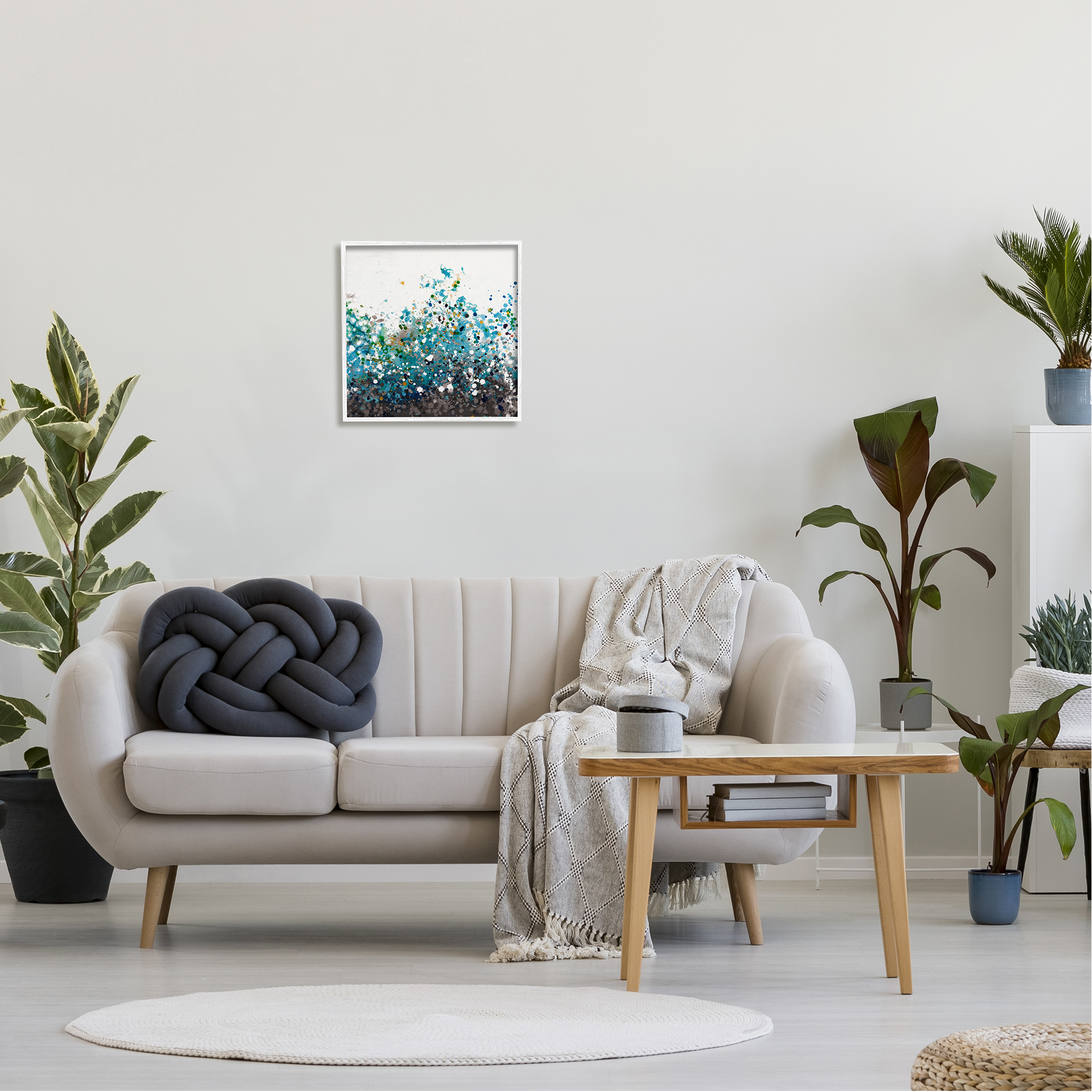 Stupell Industries Opaque Speckled Blue Abstract Paint Splatter Painting White Framed Art Print Wall Art, Design by Hilary Winfield
