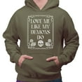 thumbnail image 2 of Love Me Like My Demons Do Hoodie Sweatshirt Unisex Medium Military Green, 2 of 5