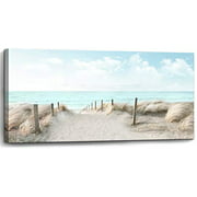 Large Canvas Wall Art Sky Beach Painting Picture Print on Canvas Framed Wall Art for Living Room Wall Decor for Bedroom Modern Coastal Landscape Room Decorations Artwork Size 60x30 Ready to Hang
