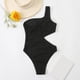 thumbnail image 4 of WILLBEST Trajes de Baño Mujer Natacion Mujer Color Sólido Volante Sexy Un Hombro Cintura Recorte Bikini Traje de Baño, 4 of 5