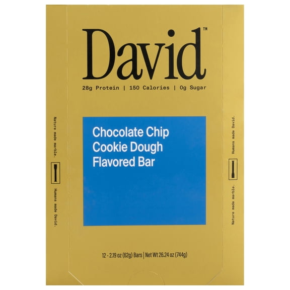 David Chocolate Chip Cookie Dough Flavored Bar 12 - 2.19 oz Bars