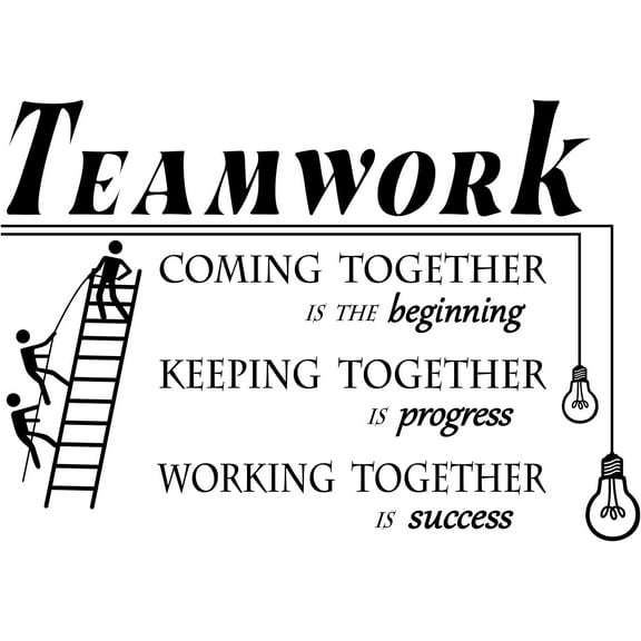 QTH Teamwork Inspirational Quotes Wall Stickers, Peel and Stick Wall Decals, Removable Vinyl Wall Sticker for Company Office Sports Team Training Room Wall Decorations Home Indoor Wall Art Decor