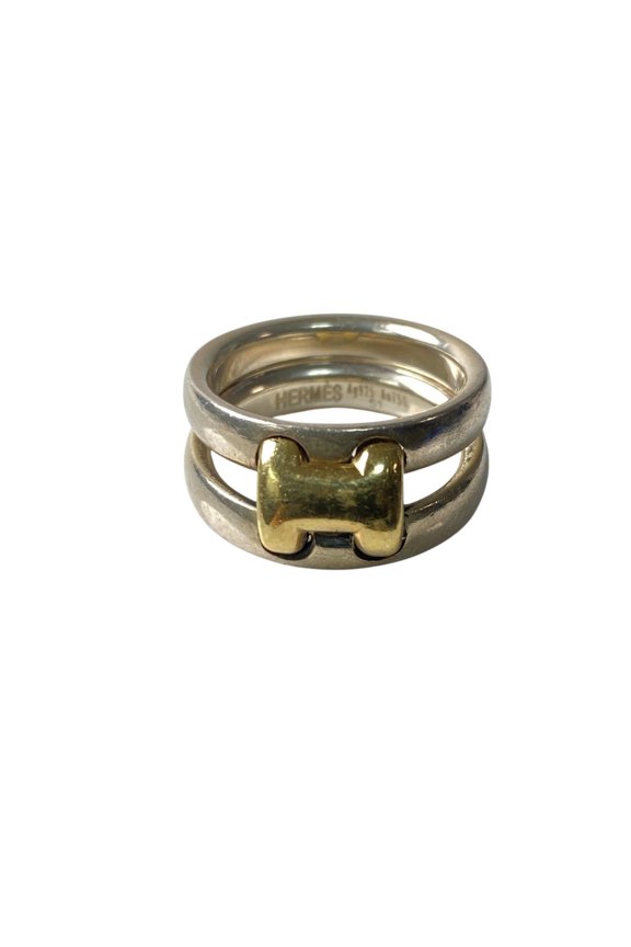 Pre-Owned Hermes Olympe Ring #51 Au750 Ag925 Women's