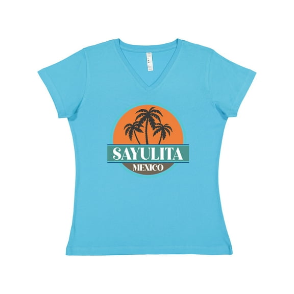 Inktastic Sayulita Mexico Vacation Souvenir Women's V-Neck T-Shirt