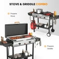 thumbnail image 2 of VINGLI 2-in-1 Propane Stove & Griddle Combo with Auto Ignition, 2 Burner 150,000 BTU Gas Stove & Grill with Side Shelves, Rolling Wheel & Regulator for Home Outdoor Backyard Camping Cooking Grilling, 2 of 9