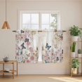 thumbnail image 2 of Vintage Pink Flowers Kitchen Curtain for Berdoom Living Room Cafe 45 Inch Length, Spring Floral Butterfly Retro Tiers Curtains Light Filtering Drapes Rod Pocket Window Treatment 2 Panels 52"Wx45"L, 2 of 8