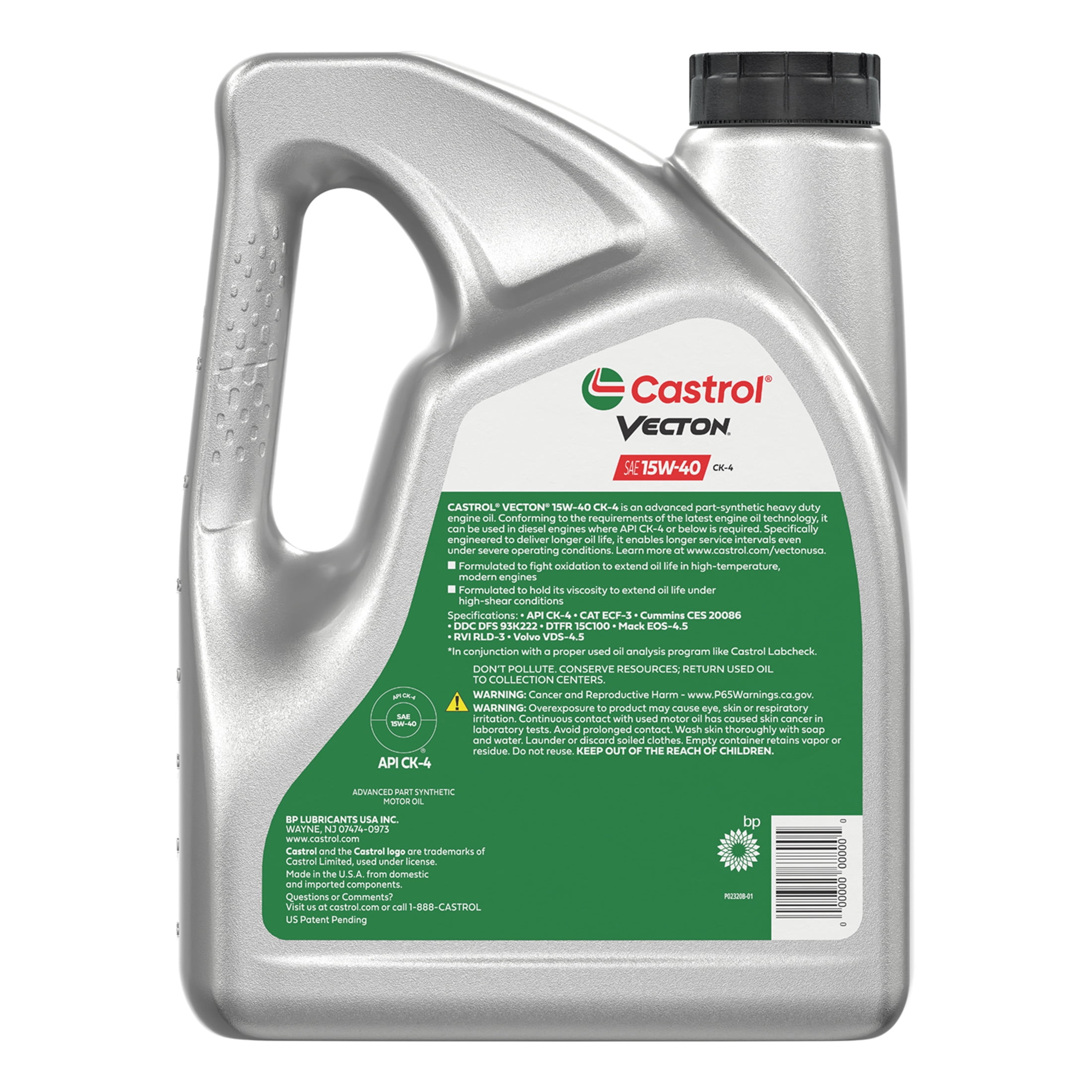 Castrol VECTON 15W-40 CK-4 Advanced Part Synthetic Diesel Engine Oil, 1 Gallon