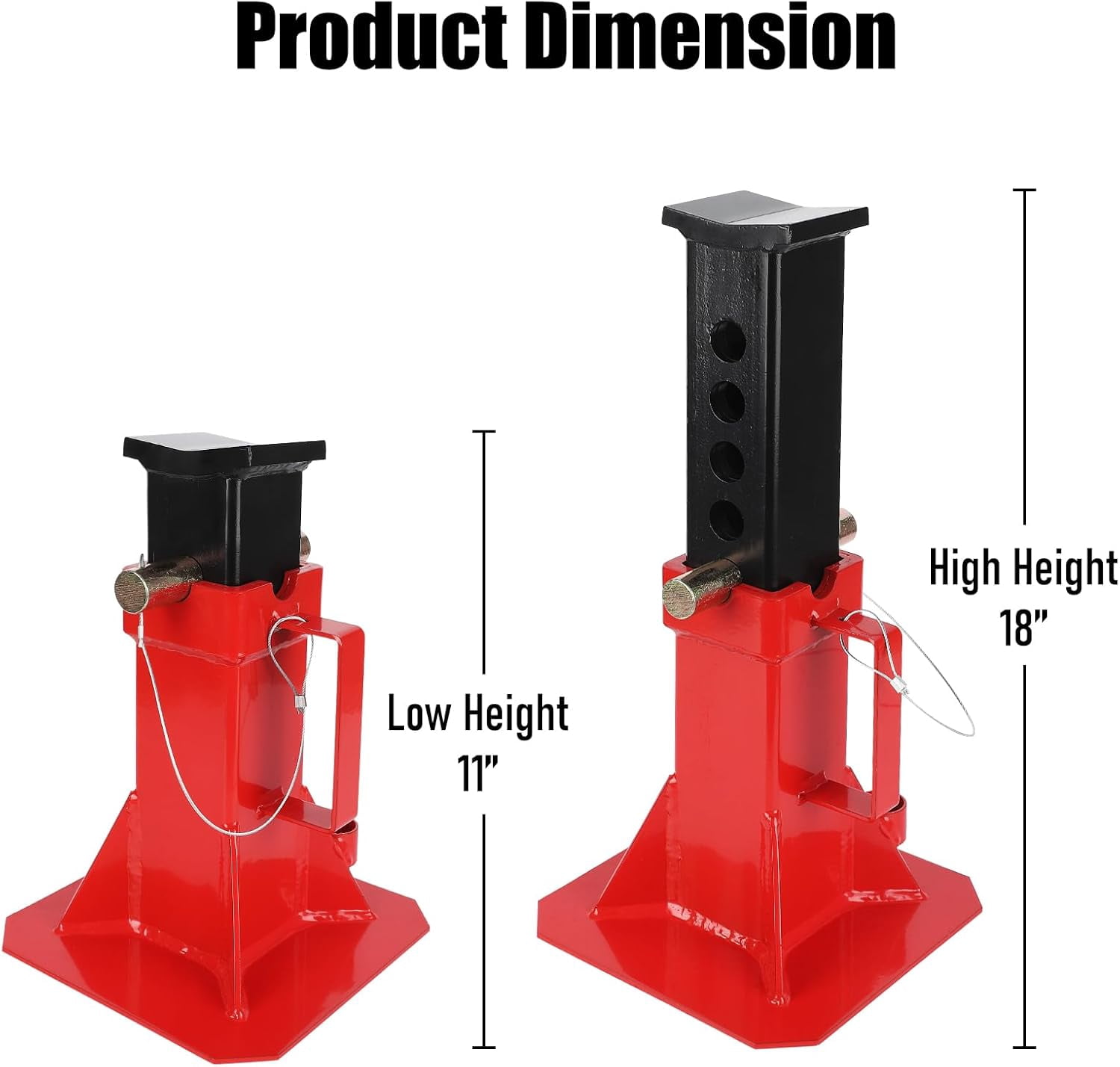 QinaQin Heavy Duty Car Jack Stand,12 Ton Jack Stands with Lock,Adjustable Height 11''-18'',26,400 lb Capacity for Trucks & Cars,Automotive Repair,Red