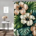 thumbnail image 2 of GOSMITH Durable and Washable Tropical Summer Hawaiian Flower Palm Leaves Printed Shower Curtain Multiple Sizes White, 2 of 7