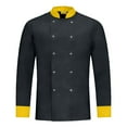 thumbnail image 6 of Domuza Unisex Chef Jacket Classic Long Sleeve Kitchen Restaurant Cooking Works Outfit Waterproof Solid Lightweight Breathable Tops Yellow L, 6 of 6
