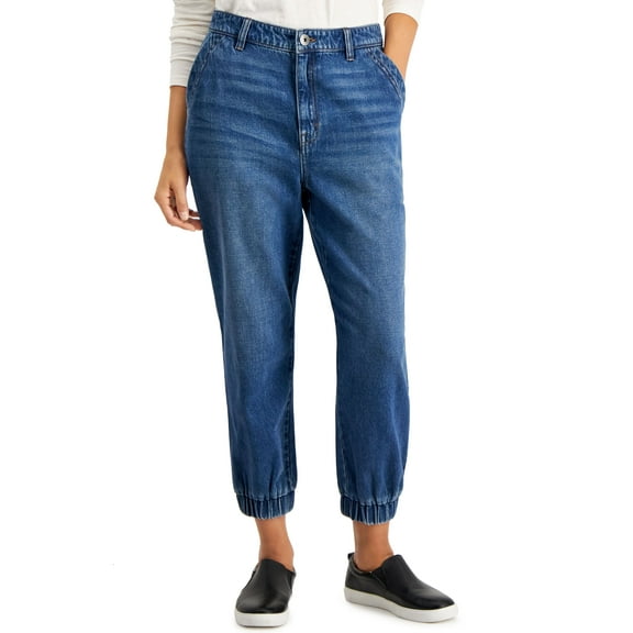Style & Co Petite High Rise Utility Jogger Jeans Hunter PL