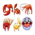 thumbnail image 3 of Crabs Duvet Cover Set, Illustration of Sea Animals Like Crab Hermit Crab Lobster Shells Shrimp Print, Decorative 3 Piece Bedding Set with 2 Pillow Shams, Queen Size, Orange Yellow, by Ambesonne, 3 of 3