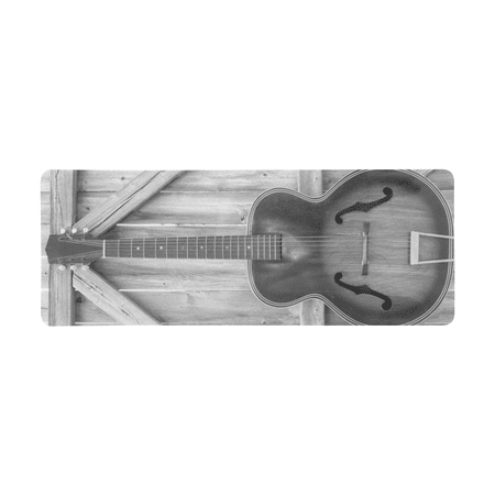 SUNENAT Soft Extra Extended Large Gaming Mouse Pad with Stitched Edges  31.5 x 12In  Desk Pad Keyboard Mat  Non-Slip Base for Office & Home  Vintage Acoustic Guitar on Old Wood Fence