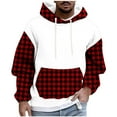 thumbnail image 2 of gbyLJF Hoodies for Men Drawstring Checkered Printed Hooded Sweatshirt Long Sleeve Flannel Shirts Men Apparel Pullover with Pocket, 2 of 5