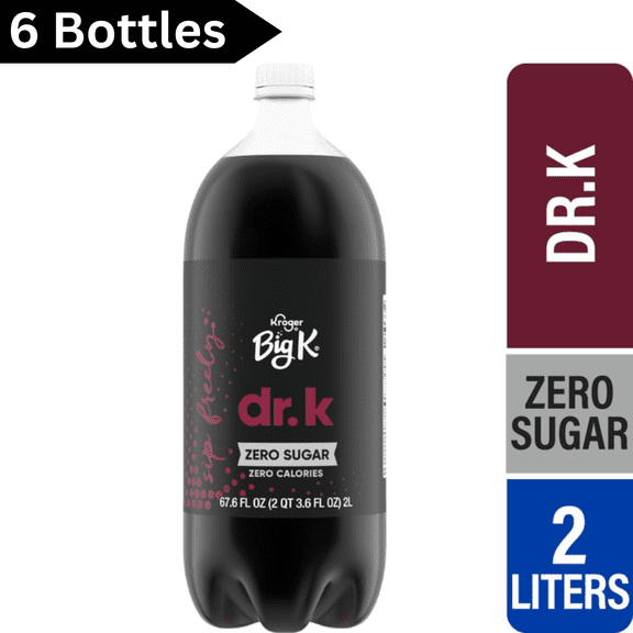Big K Dr. K Oh! Zero Calorie Soda – 67.6 fl oz Bottles, 6 Count
