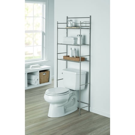 Mainstays 3-Shelf Bathroom Over-the-Toilet Space Saver with Liner, Satin (Best Bathroom Space Saver)
