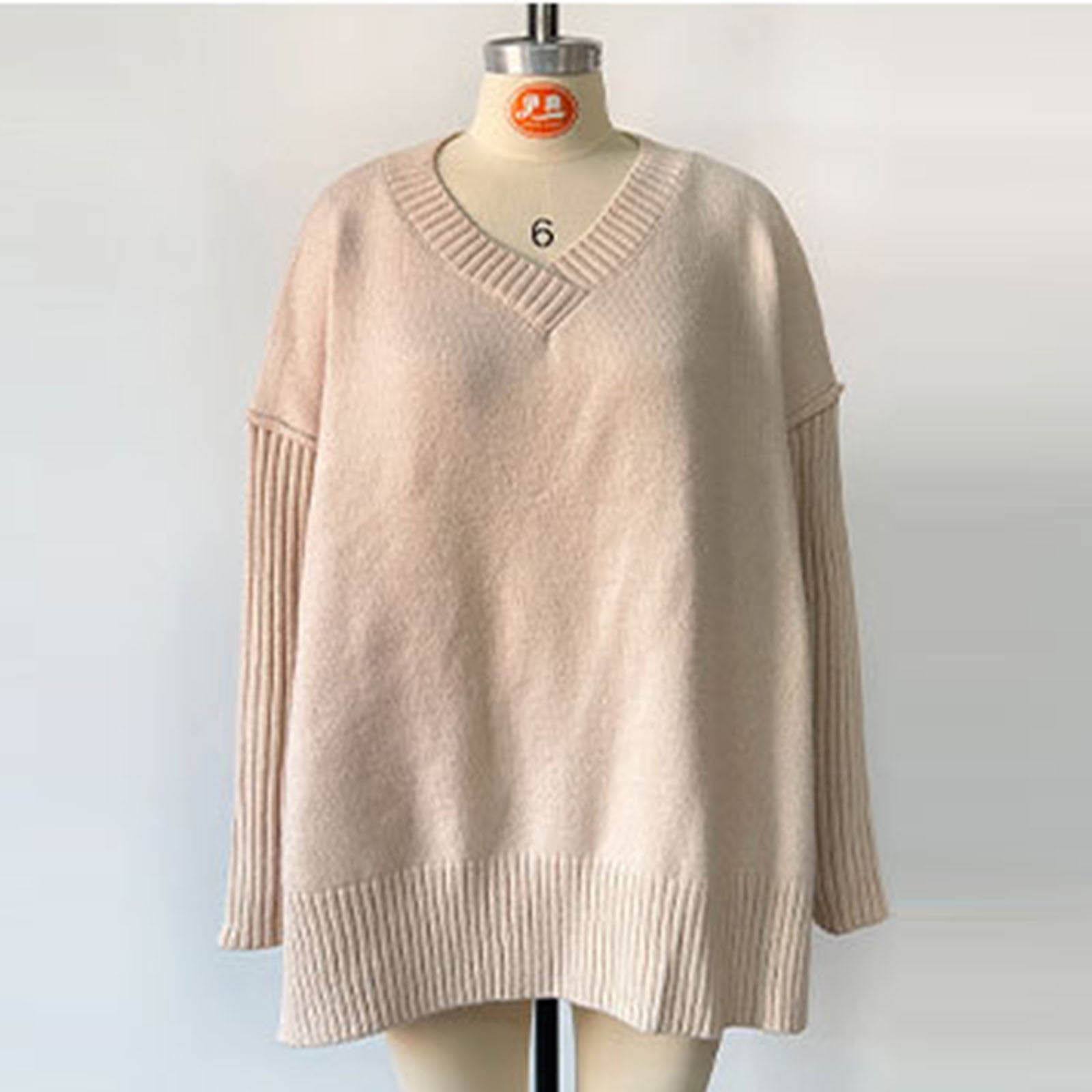 Gufahion Sweaters for Women Long Sleeve V Neck Oversized Knitted Sweaters Side Slit Pullover Womens Tops Fall Fashion Clothing, Gifts for Women