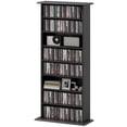 thumbnail image 1 of Black 8-Tier Media Shelf | Adjustable DVD & CD Storage Rack - 49.7" Tall | Living Room, Office & Entertainment Center Organizer, 1 of 7
