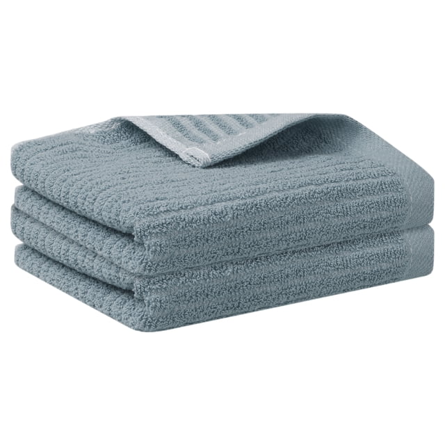 Toalla de mano de 2 piezas con patrón a rayas REGALWOVEN, toalla absorbente y de secado rápido para ba?o, gris 13' x 29'