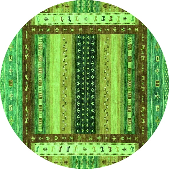 Ahgly Company Indoor Round Abstract Green Modern Area Rugs, 3' Round