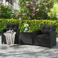 thumbnail image 1 of Costway 3 PCS Patio Furniture Set with Tempered Glass Coffee Table Washable Cushions Black, 1 of 10