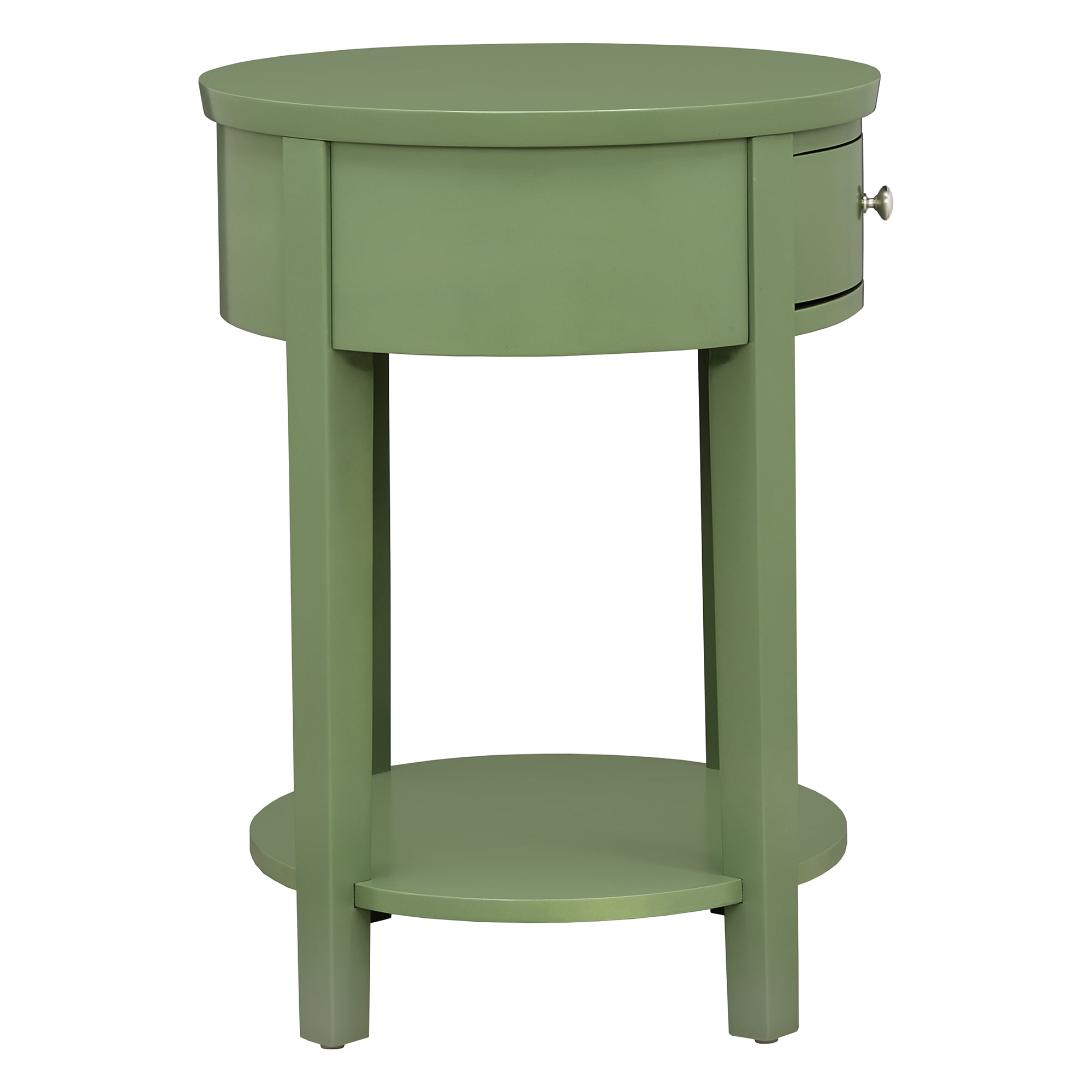 Weston Home Easley Circle End Table With Drawer And Lower Storage, Meadow Green