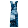 thumbnail image 4 of Viikei Summer Dresses for Girls,Women's Spring/Summer Sleeveless Color V-Neck Wrapped Chest Dress Long Dress Blue L, 4 of 5