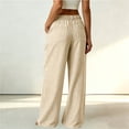 thumbnail image 5 of Women's Wide Leg Linen Pants Striped Printed High Waist Straight Leg Pants Dressy Casual Linen Trousers with Pockets, 5 of 6