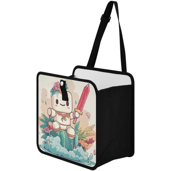 Qxltty A Cute Marshmallow Man Car Dumpster Collapsible Rear Seat Suspension Trash for Front Seat Center Console in Vehicle