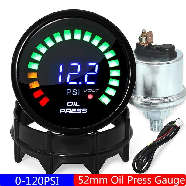 2" 52mm Digital 20 Led Oil Pressure Gauge With Sensor 1/8 Npt Smoked Lens Oil Press Meter Car Gauge For Gasoline Car 12v