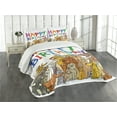 thumbnail image 3 of Ambesonne Birthday Party Quilted Bedspread Set 3 Pcs, Streets Dogs Animals, Queen Size, Multicolor, 3 of 5
