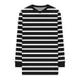 thumbnail image 5 of Ltctricy T Shirts for Women Trendy Lantern Long Sleeve V Neck Striped T Shirts Soft Casual Tees Loose Tunic Blouses(Black,XX-Large), 5 of 5